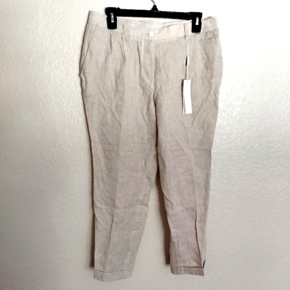 NWT Hubert Gasser linen crop pants lagenlook sz 8/M/44 - Picture 1 of 11